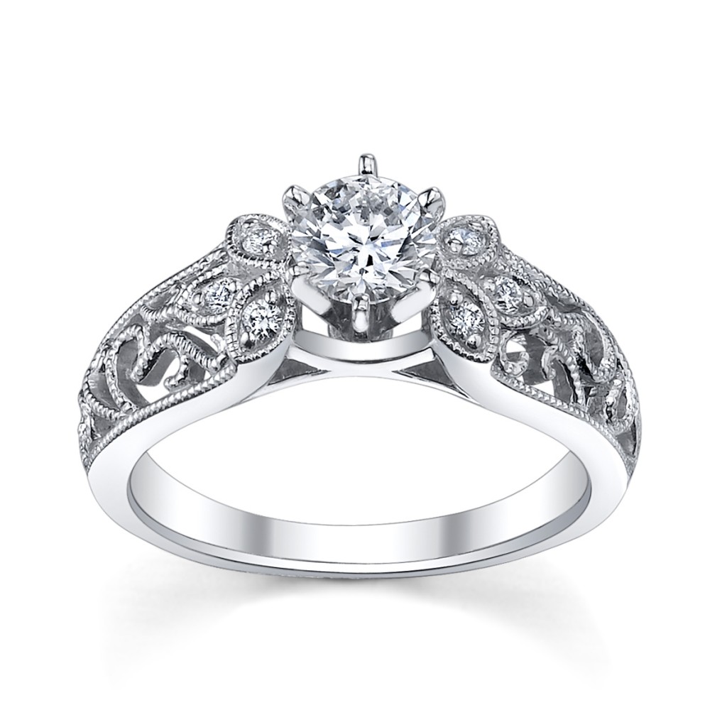 Ladies Wedding Rings on Ladies Diamond Engagement Ring With Filigree Detailing   Milgrain