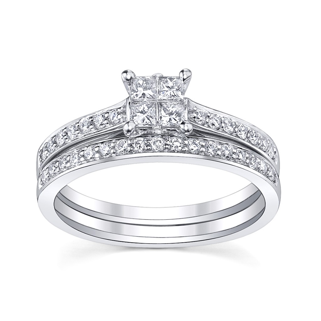 Princess Cut  Round Brilliant Diamond Wedding Set