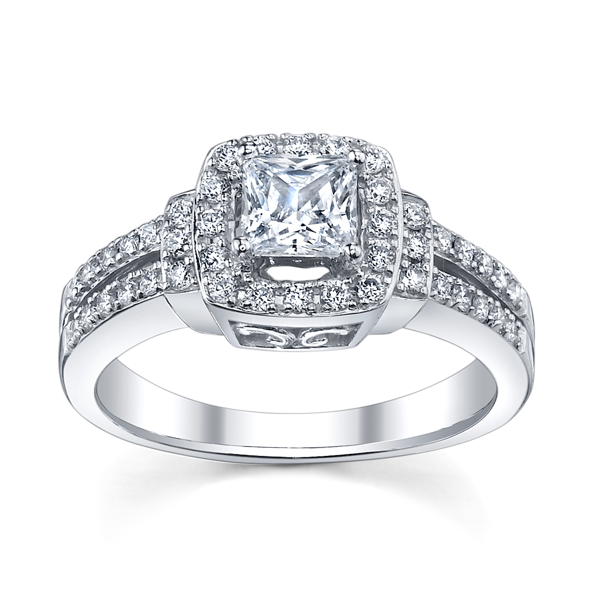 Princess Cut Engagement Ring Split Shank  