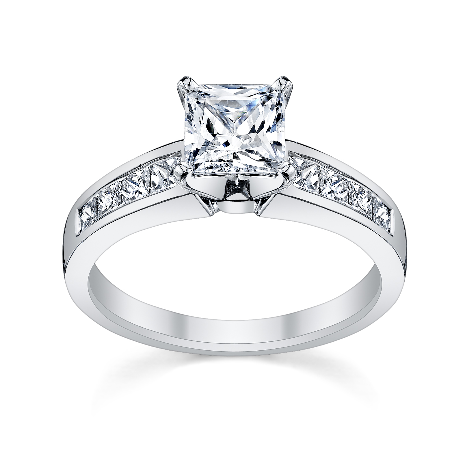 Princess Cut Diamond Engagement Ring with Side Stones from www 
