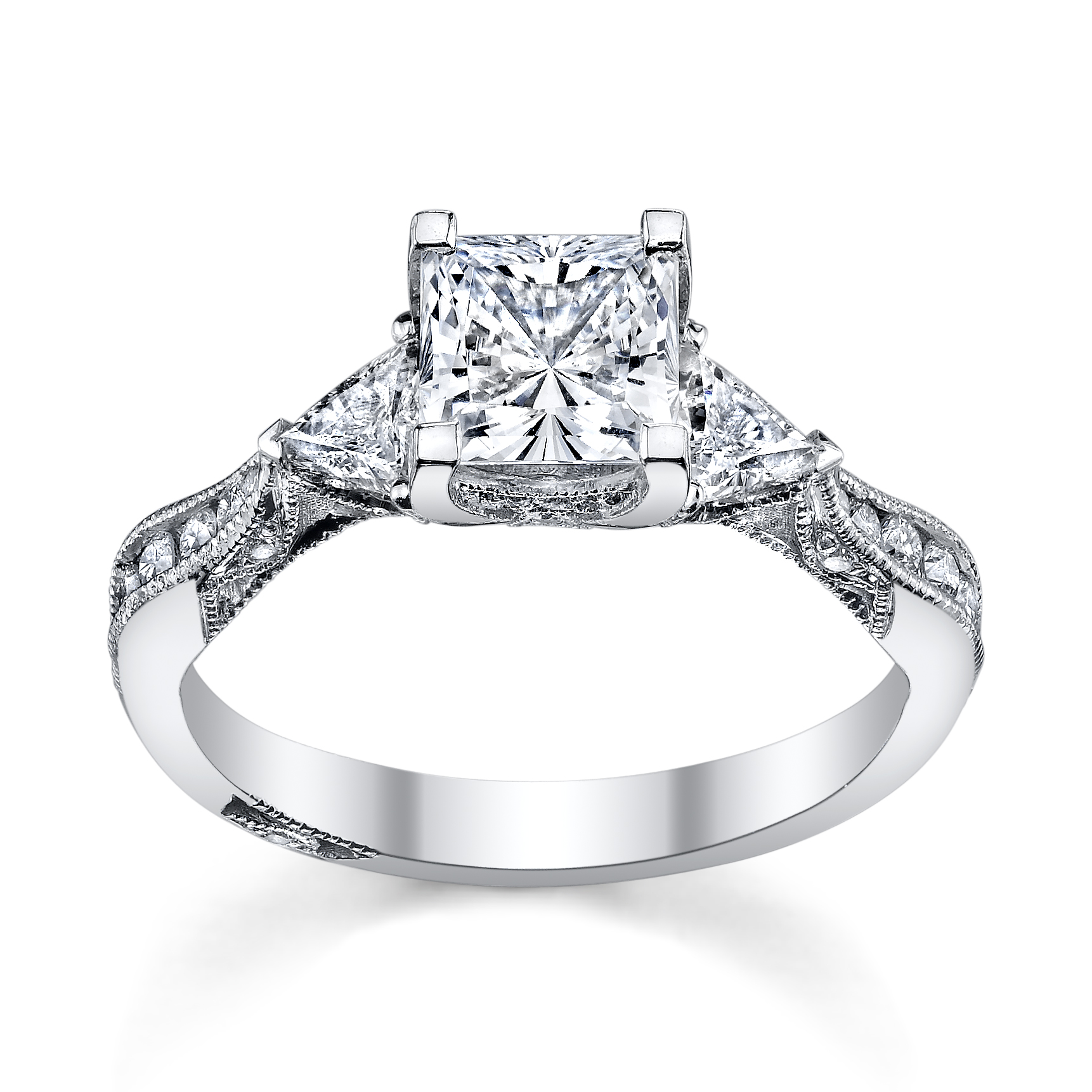 Tacori Princess Cut Engagement Ring with Trillion Cut Stones available ...