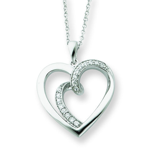 Sterling Silver Cubic Zirconia Heart Pendant 