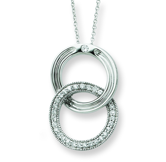 Sterling Silver Cubic Zirconia Double Circle Pendant 