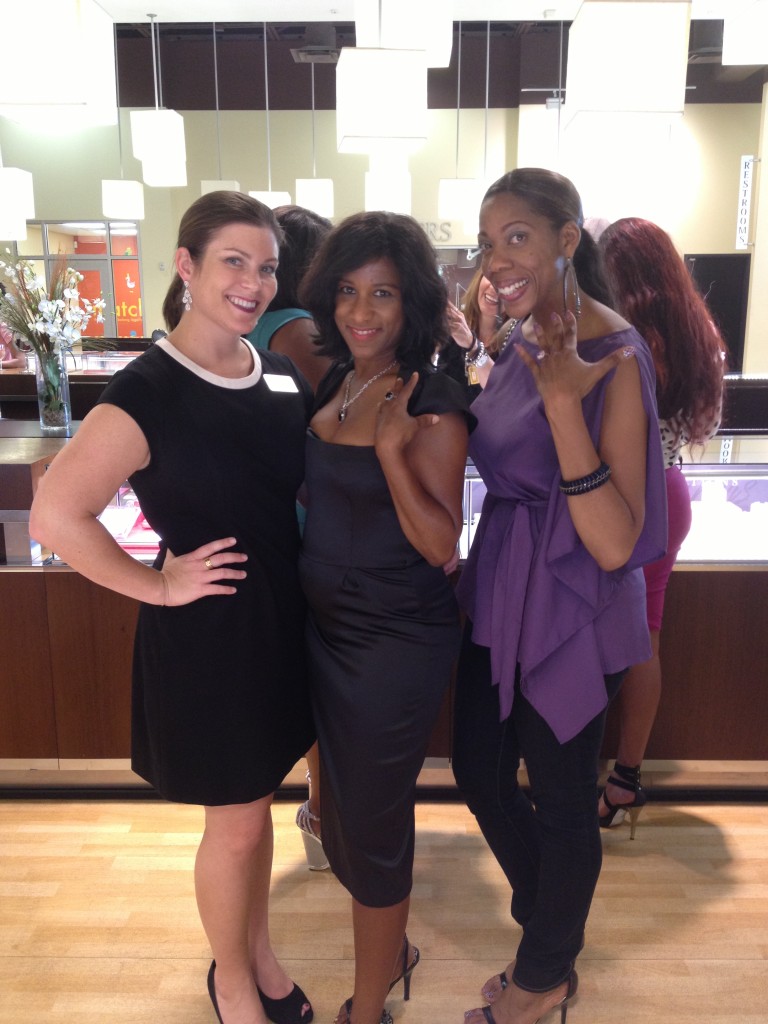 Lauren Levicki (Dress for Success), Joy Sewing (Houston Chronicle) and Tracey Lyles (Robbins Brothers) take a moment to flash their lovely jewels from the Tacori Fashion Collection.