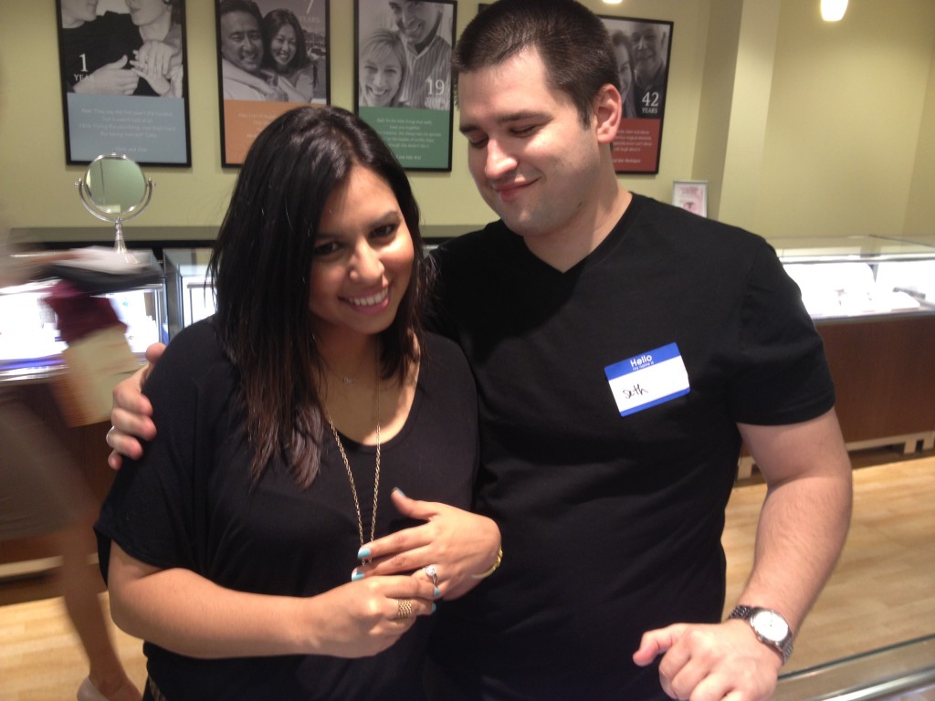 Mishelle Echeverria (Houstonista Blog) and boyfriend browse rings.