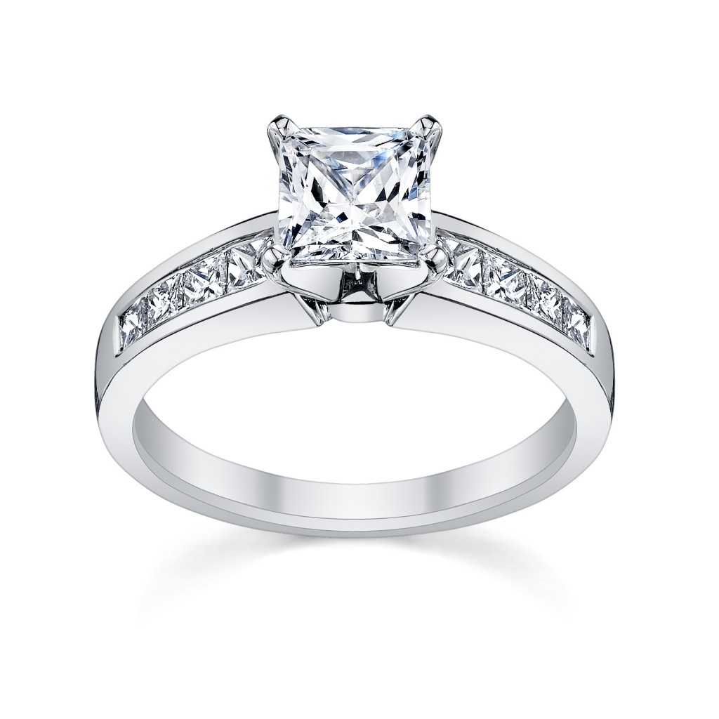 Princess Cut Diamond Engagement Ring with Side Stones from www.RobbinsBrothers.com (Sku0388856)