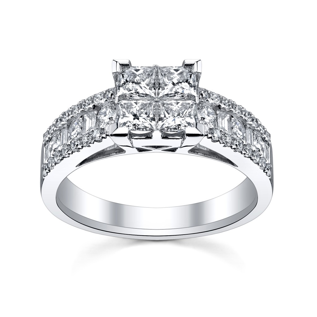White Gold Diamond Mosaic Engagement Ring (sku 0377326)
