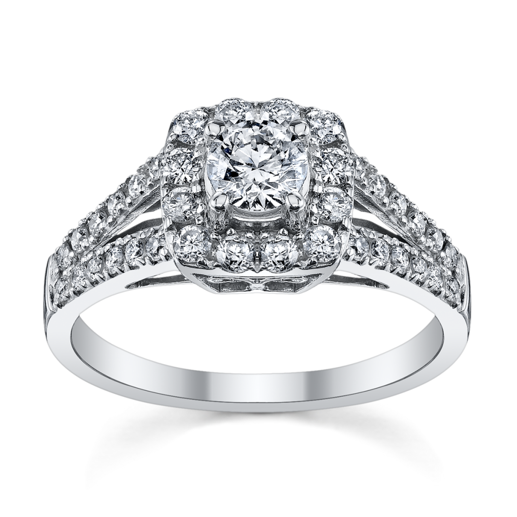 Diamond Halo Engagement Ring from Robbins Brothers' Cherish Collection (sku 0387562)