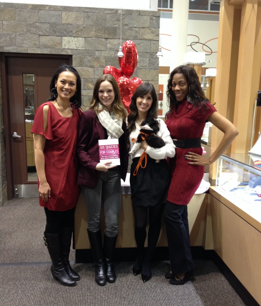 Photographed from left to Right: Michelle Cruz (customer experience mgr for Robbins Brothers), Danielle, Natasha and puppy Peyton, Tracey Lyles (social media & PR mgr for Robbins Brothers)