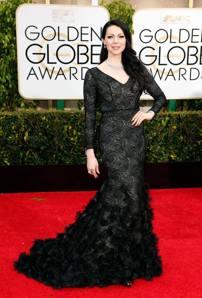 Actress Laura Prepon lights up the 2015 Golden Globes with gorgeous Simon G. jewels.