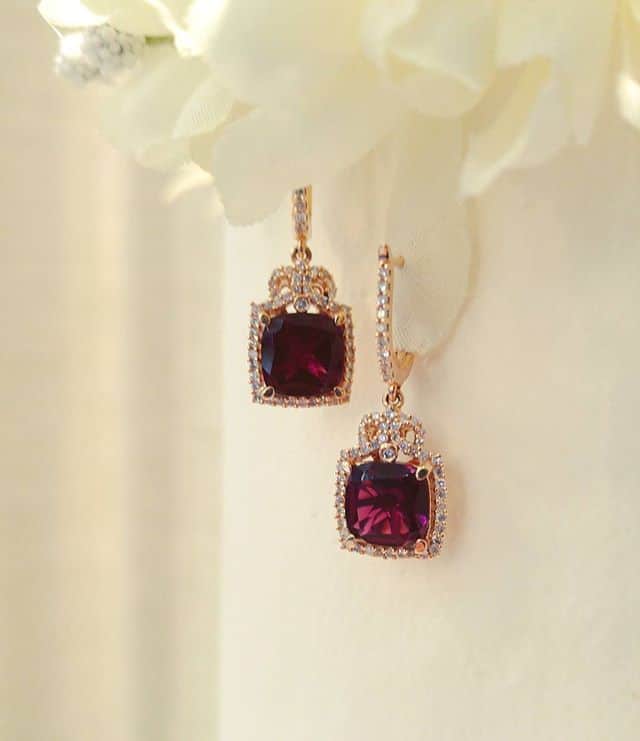 Blossom Collection Garnet and Rose Gold Earrings 