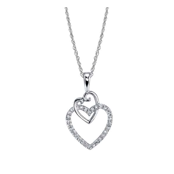 14KW White Gold Diamond Heart Necklace | SKU: 0408915