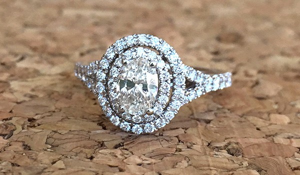 14K White Gold 1 Cttw. Double Halo Diamond Ring From Poem Collection | Sku: 0407869