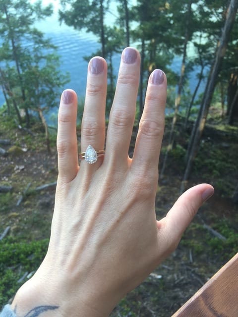 Engagement ring with great grandmother’s wedding band 
