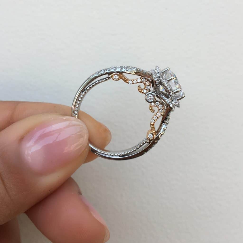 1.4 Ct. Pear Cut Natural Diamond Two Toned Split Shank Verragio Diamond  Engagement Ring (GIA Certified) | Diamond Mansion
