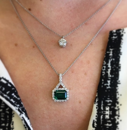 Chatham Emerald & Diamond Pendant