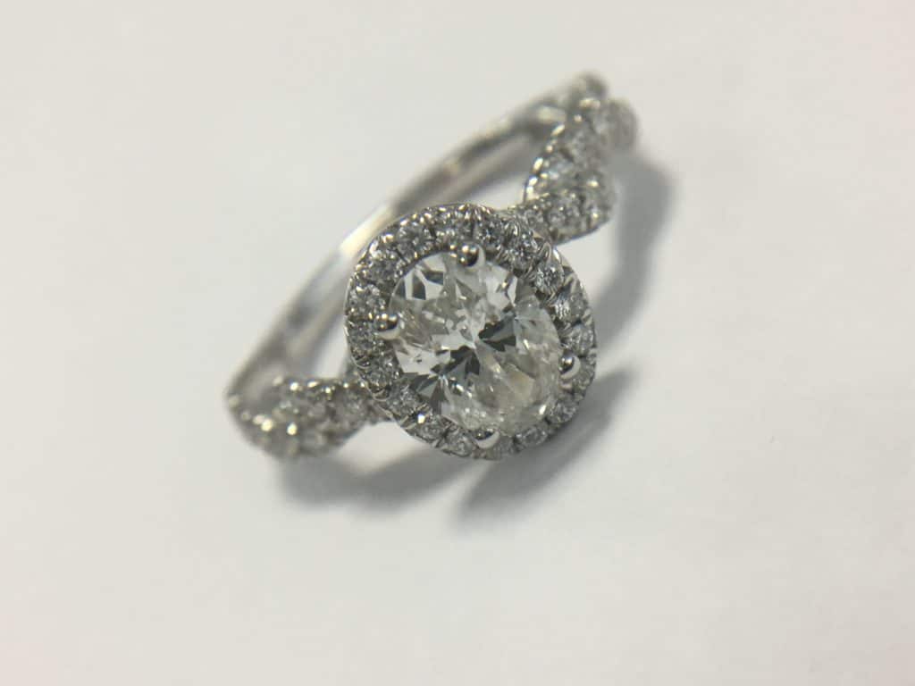 Twisted Oval Halo Engagement Ring from the Poem Collection