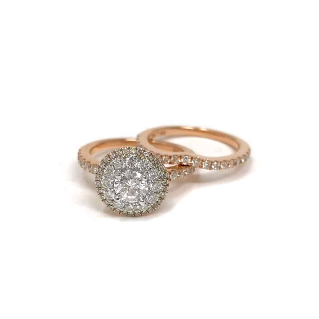 Double Halo Two-Tone Diamond Engagement Ring from Utwo