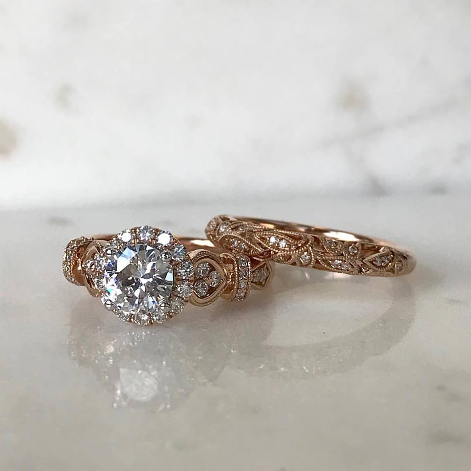 Peter Lam Rose Rose Gold Bridal Set 