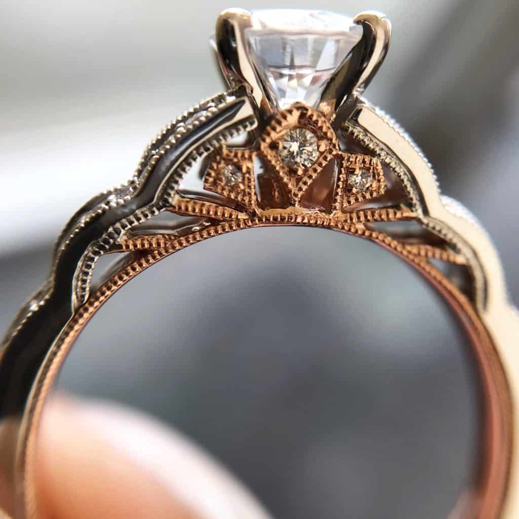 Heirloom Engagement Ring in White and Rose Gold by Peter Lam | Sku 0415369