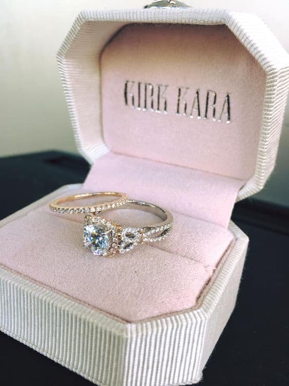 Handcrafted Diamond Engagement Ring and Wedding Band by Kirk Kara Designs