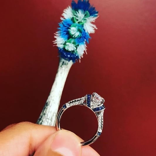 clean your diamond ring - toothbrush