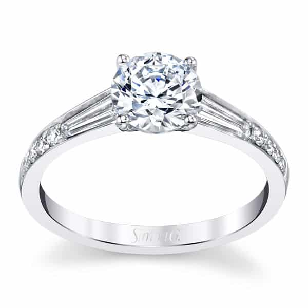 Simon G Engagement Ring with tapered baguette diamonds