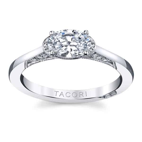 Modern east/west diamond engagement ring