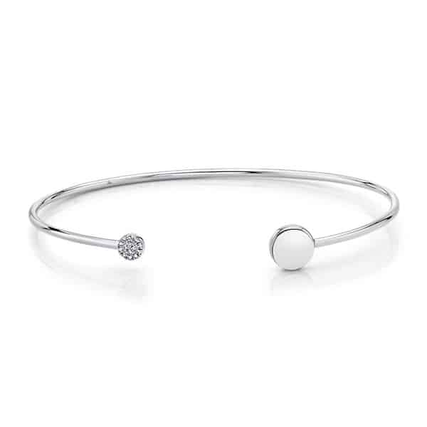 white gold stone and diamond bangle bracelet