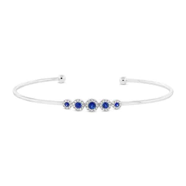 white gold blue sapphire cuff bracelet