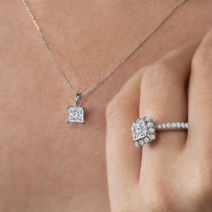 matching necklace and engagement ring 