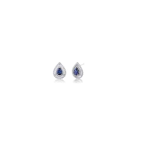 white gold blue sapphire and diamond earrings