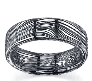 black damascus steel men's wedding band