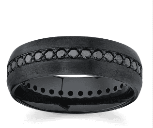 black men's wedding band zirconium