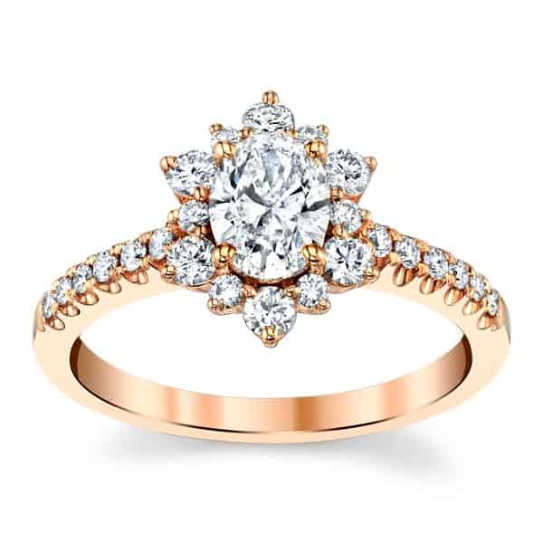 rose gold oval diamond engagement ring