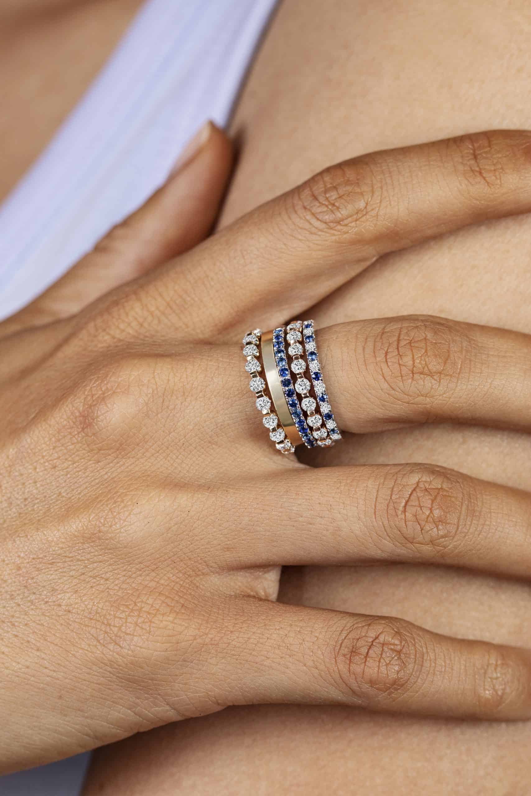 sapphire and diamond ring stack