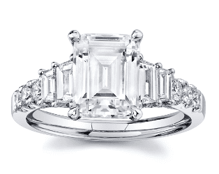 emerald cut diamond engagement ring with sidestones