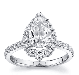pear diamond halo engagement ring