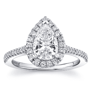 pear diamond halo engagement ring