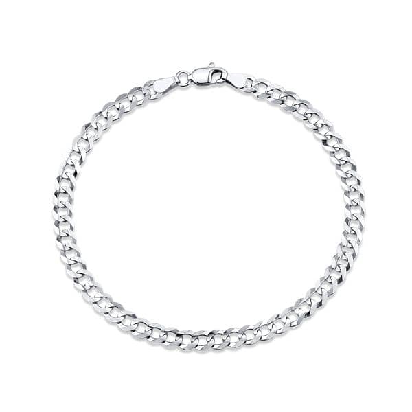 men's 14k white gold 8" curb chain bracelet