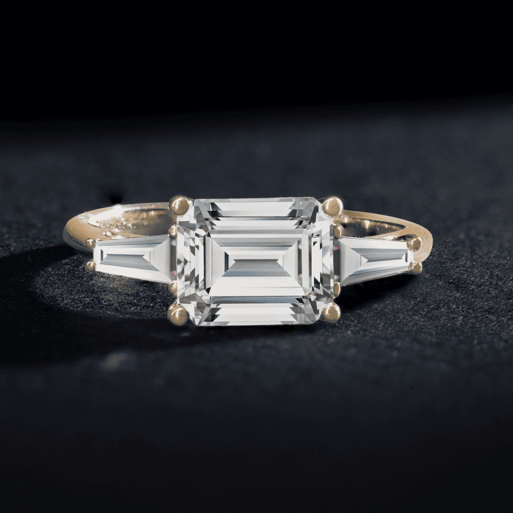 1.36 Carat Platinum Contemporary Channel Set Princess And Pave Round Cut  Emerald Cut Diamond Engagement Ring (F Color SI2 Clarity Center Stones) |  Amazon.com