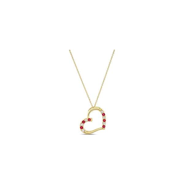 gold ruby and diamond heart pendant