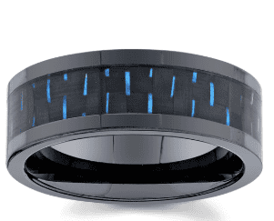 ceramic carbide and carbon fiber black mens wedding band
