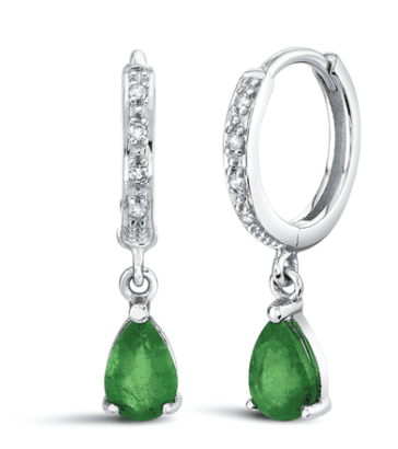 emerald and diamond drop earrings