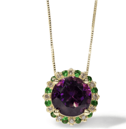 amethyst and green garnet pendant