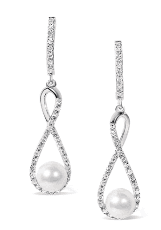pearl and diamond dangle earrings