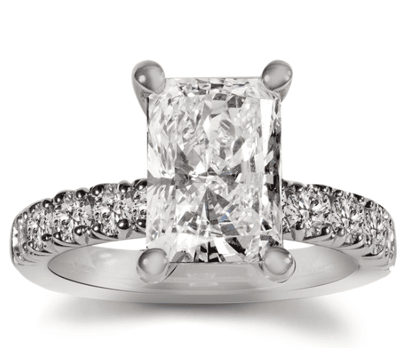 platinum radiant cut lab grown diamond engagement ring