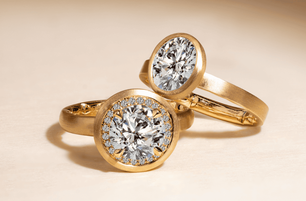 Luna 14k yellow gold oval diamond engagement rings