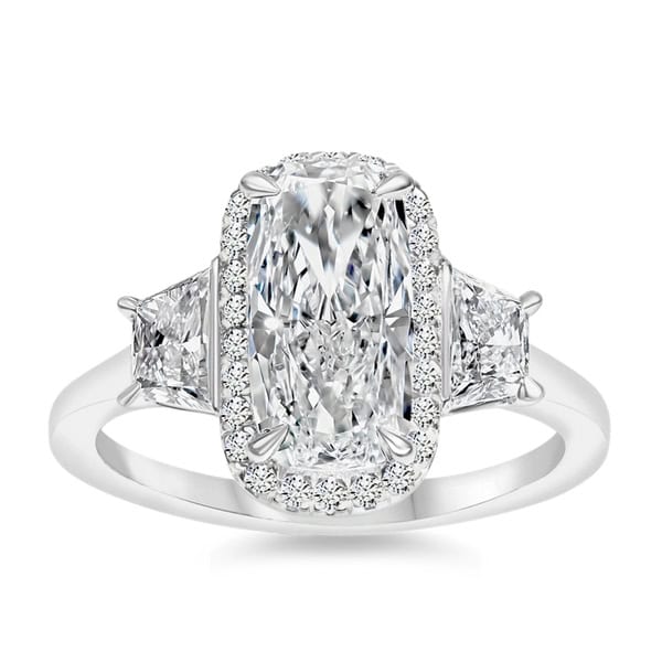 Eternalle white gold lab-grown diamond engagement ring with cushion cut center