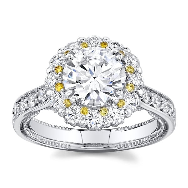 Verragio white gold diamond engagement ring setting awaiting a center stone